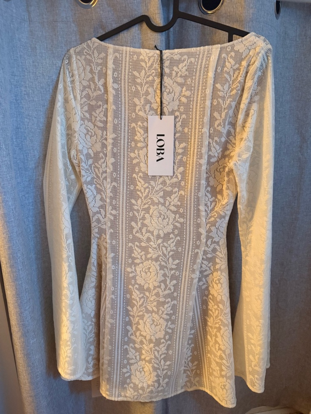 REVOLVE White Lace Long-Sleeve Mini Dress - Picture 4 of 4